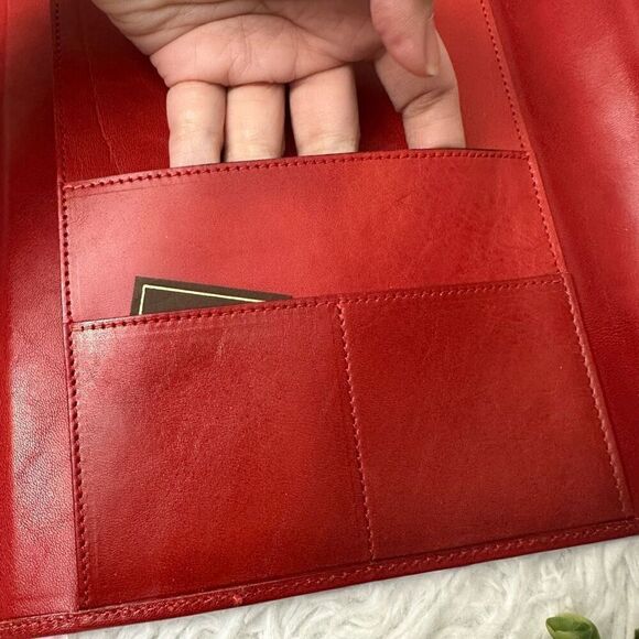 GIGLIODORO for Lane Crawford Italy Foldover Red Leather Clutch Binder‎ Vintage - Picture 11 of 12